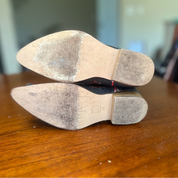 Joe Boots | Rustic Leather & Denim Cowboy Boots, Red Trim, Kid Size 11 - Picture 9 of 10